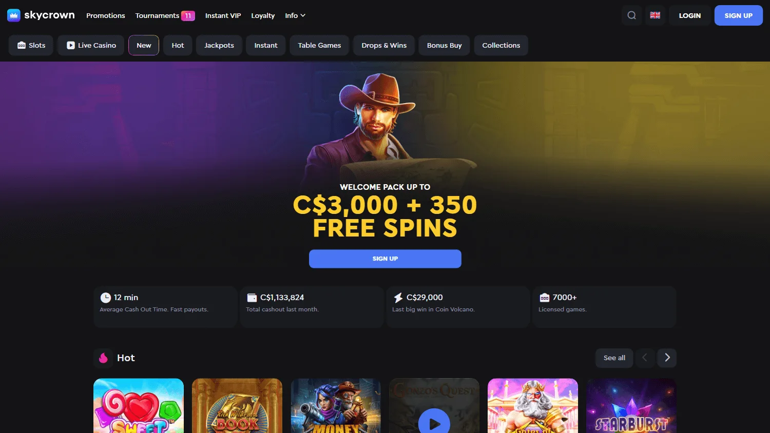 Skycrown Casino desktop interface for Australian players